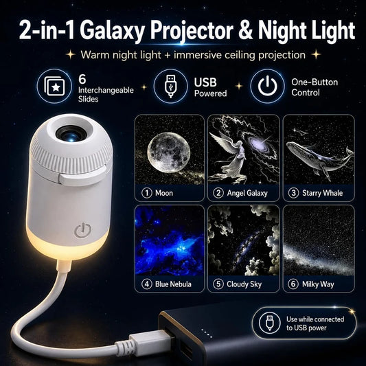 Mini Galaxy Star Projector Lamp – USB Ambient Night Light