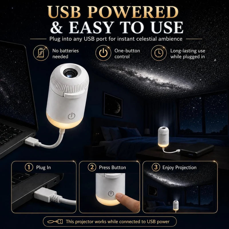 Mini Galaxy Star Projector Lamp – USB Ambient Night Light